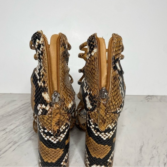 Schutz Julianna Block Heel Cage Snake Leather Sandal 7 1/2 B - Picture 4 of 14